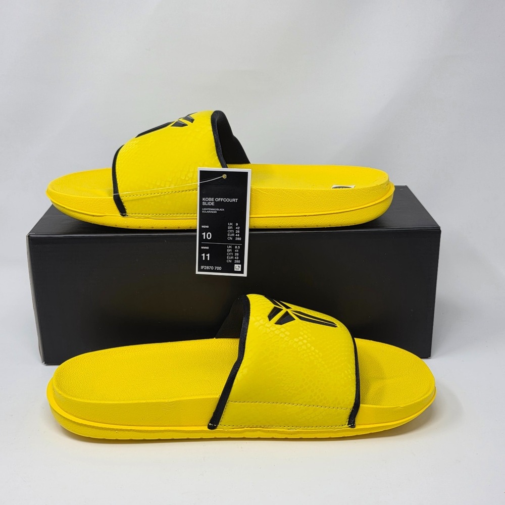 Nike Kobe Bryant Offcourt Slide Yellow Black Lightning IF2870-700 Mens‎ Size 10